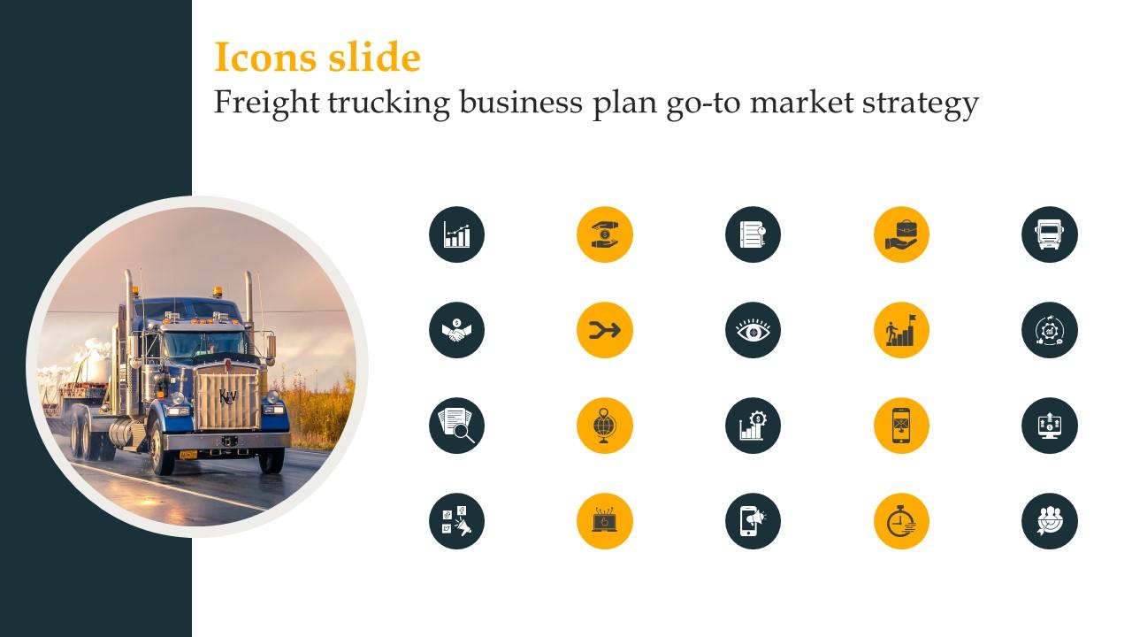 Icons Slide Freight Trucking Business Plan Go To Market Strategy Elements Pdf