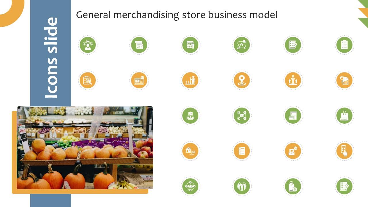 Icons Slide General Merchandising Store Business Model BMC SS V