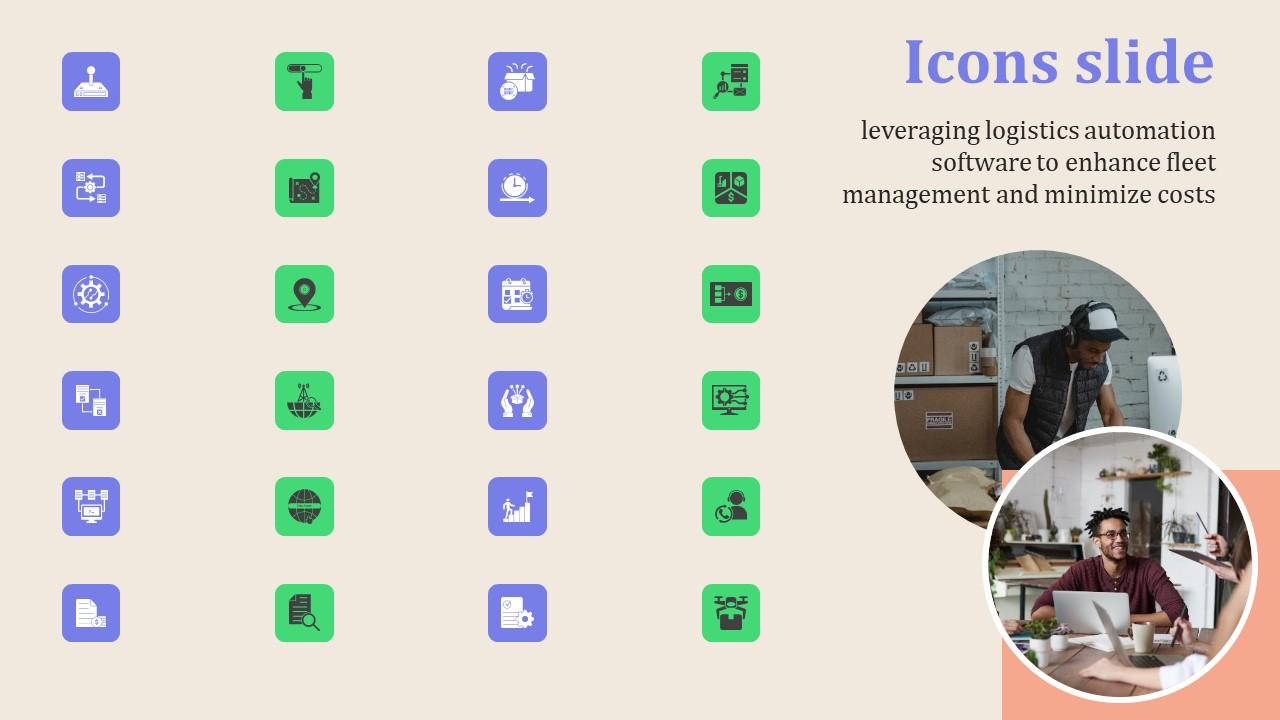 Icons Slide Leveraging Logistics Automation Software To Enhance Fleet Management Graphics Pdf