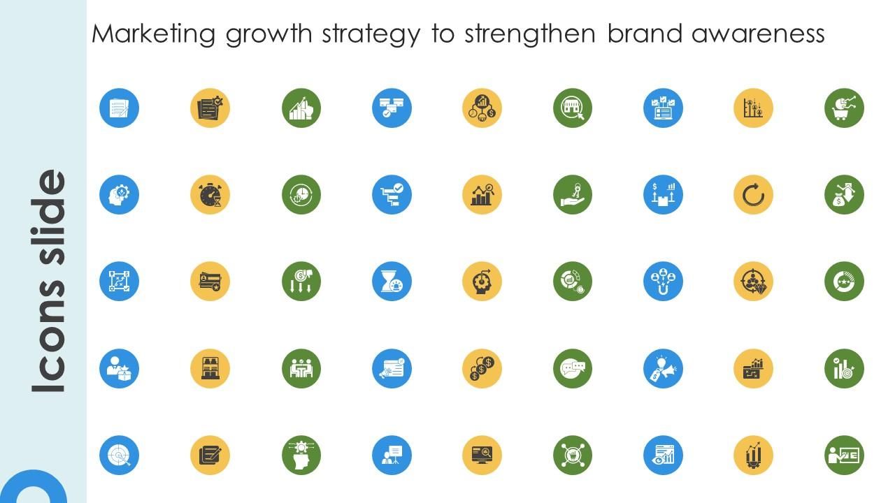 Icons Slide Marketing Growth Strategy To Strengthen Brand Awareness Strategy SS V