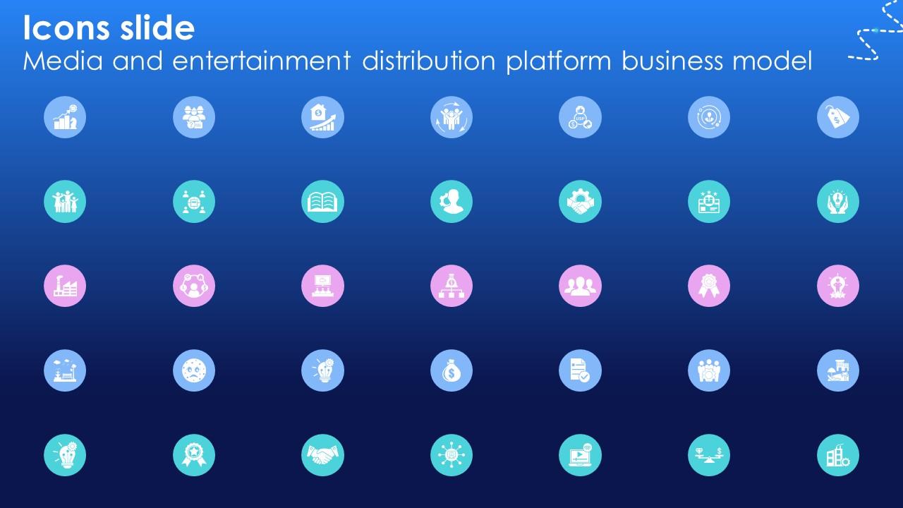 Icons Slide Media And Entertainment Distribution Platform Business Model BMC V