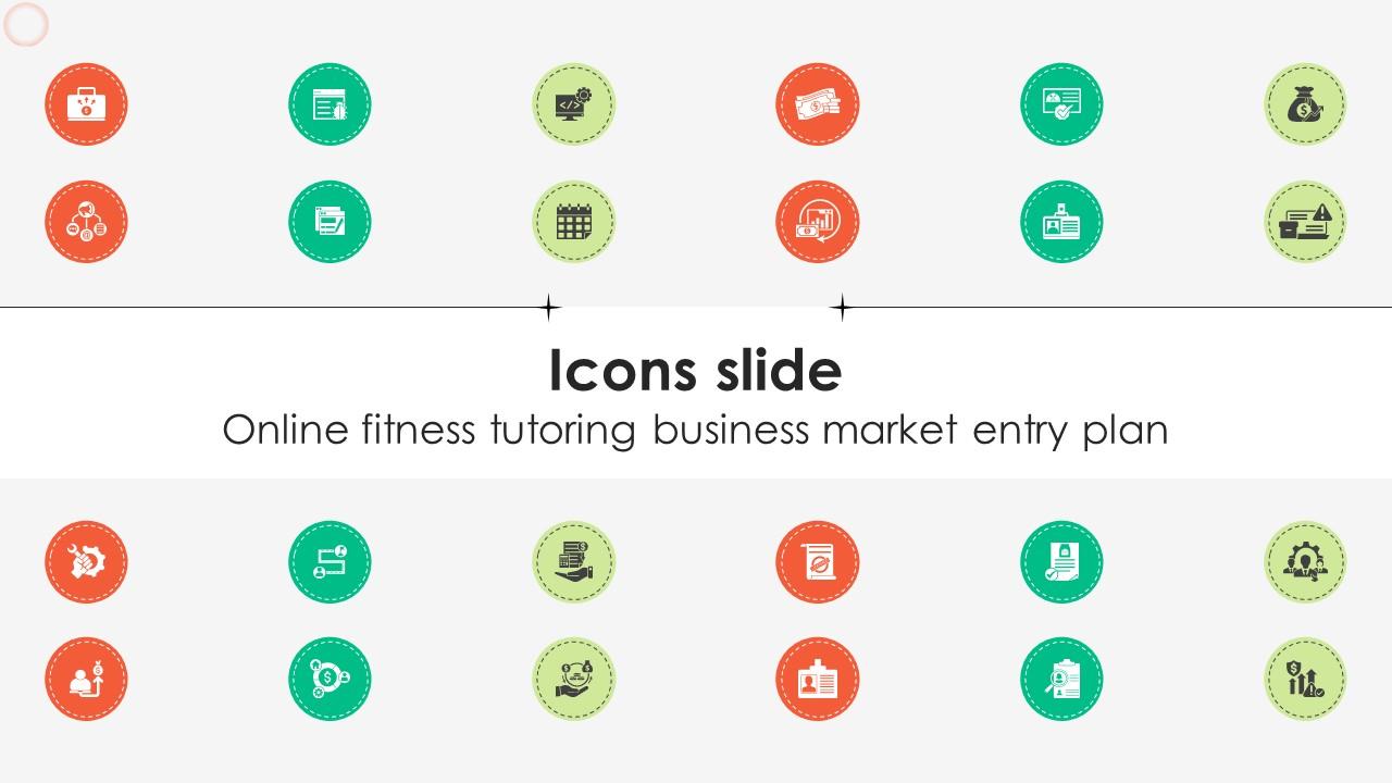 Icons Slide Online Fitness Tutoring Business Market Entry Plan GTM SS V