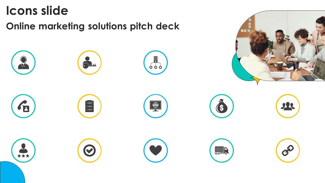 Icons Slide Online Marketing Solutions Pitch Deck