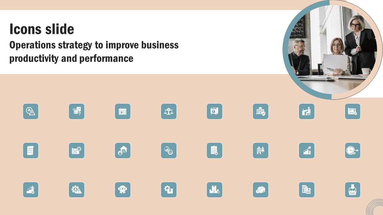 Icons Slide Operations Strategy To Improve Business Productivity And Performance Microsoft Pdf