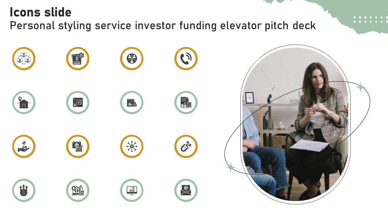 Icons Slide Personal Styling Service Investor Funding Elevator Pitch Deck