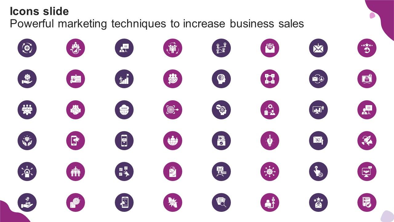 Icons Slide Powerful Marketing Techniques To Increase Business Sales Strategy SS V