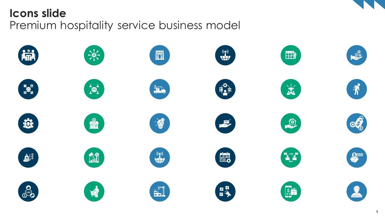 Icons Slide Premium Hospitality Service Business Model BMC SS V
