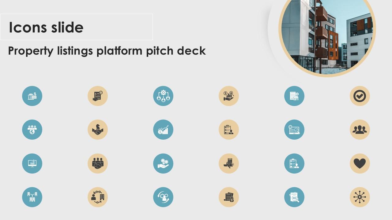 Icons Slide Property Listings Platform Pitch Deck PPT Presentation