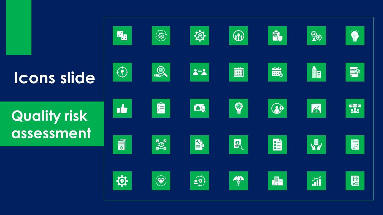 Icons Slide Quality Risk Assessment Designs PDF