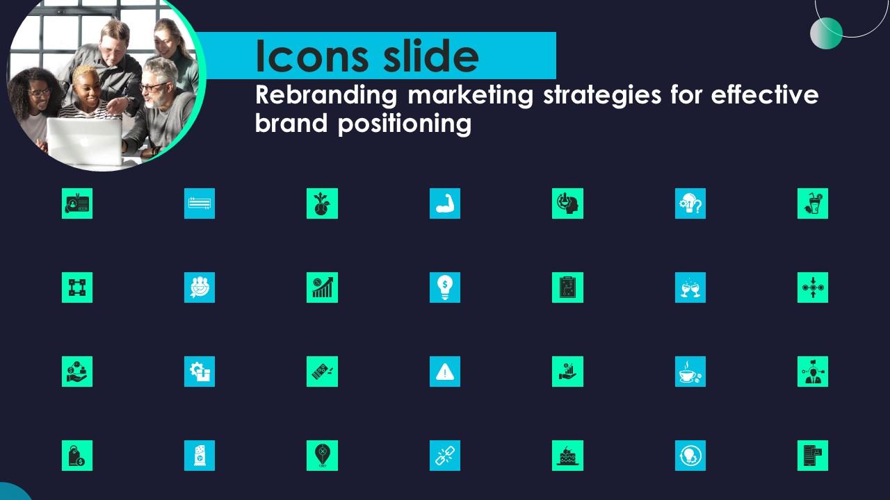 Icons Slide Rebranding Marketing Strategies For Effective Brand Positioning Infographics Pdf