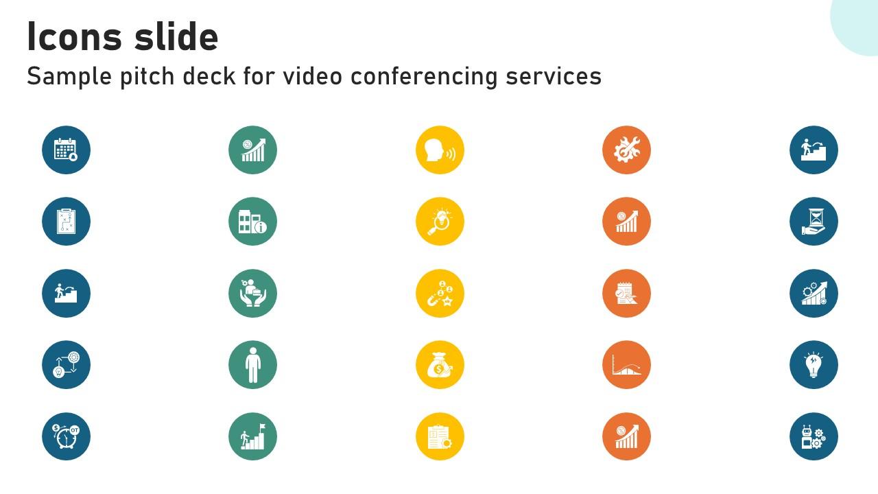 Icons Slide Sample Pitch Deck For Video Conferencing Services Ppt Sample