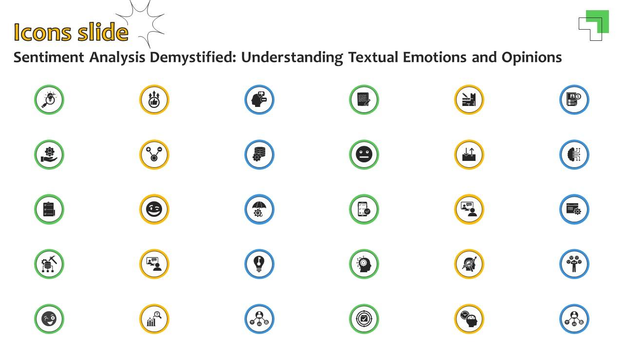 Icons Slide Sentiment Analysis Demystified Understanding Textual Emotions And Opinions AI SS V
