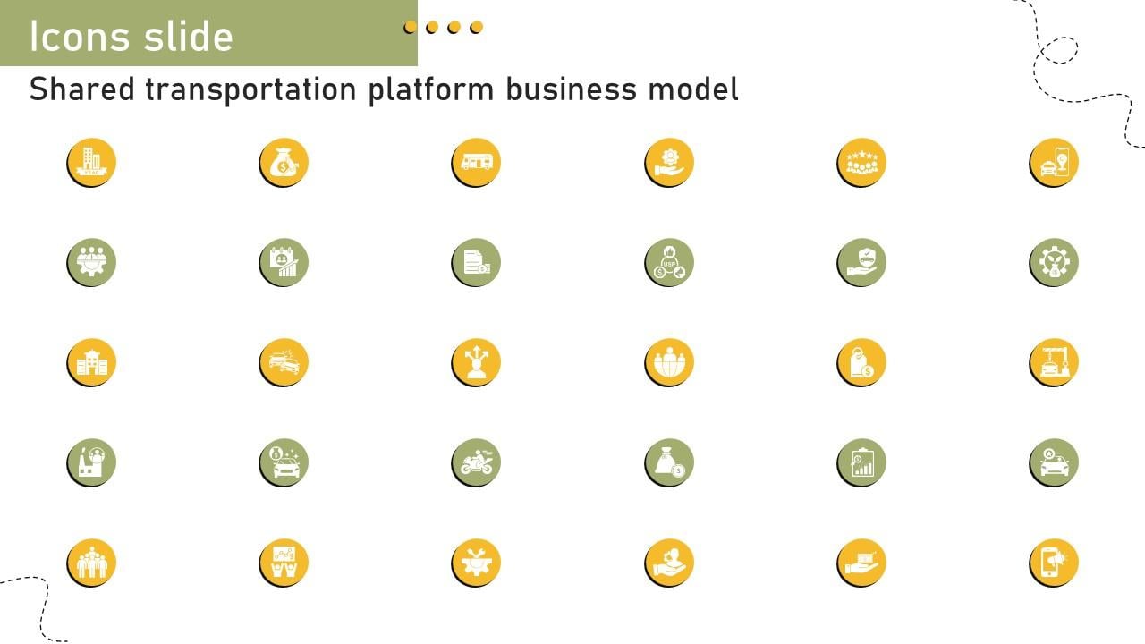 Icons Slide Shared Transportation Platform Business Model BMC SS V