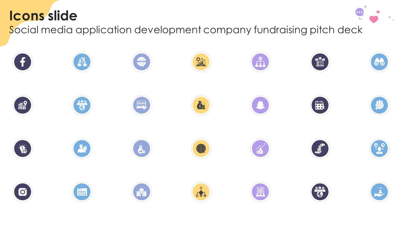 Icons Slide Social Media Application Development Company Fundraising Pitch Deck