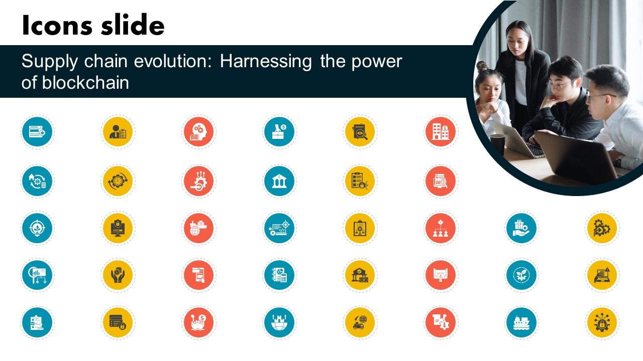 Icons Slide Supply Chain Evolution Harnessing The Power Of Blockchain