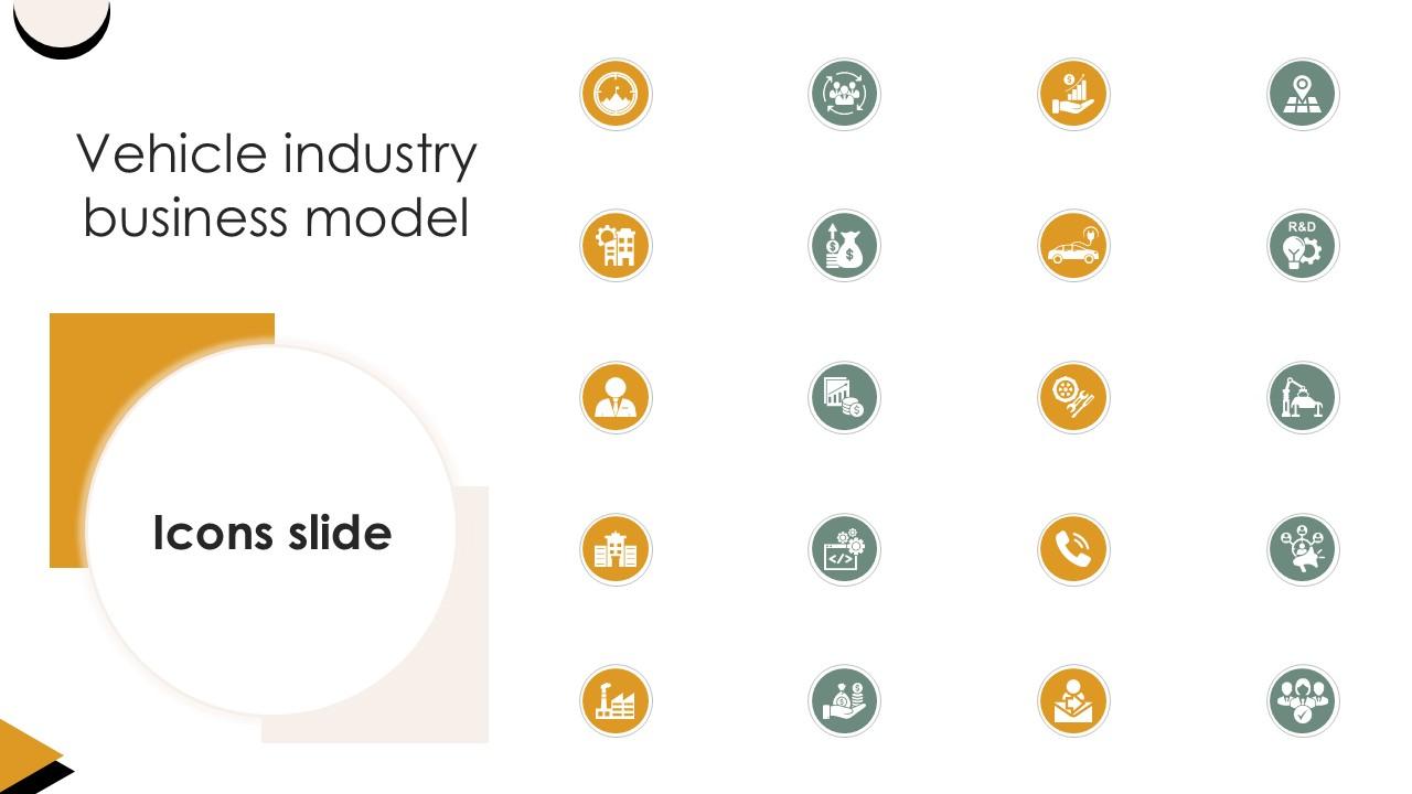 Icons Slide Vehicle Industry Business Model PPT Sample BMC SS V