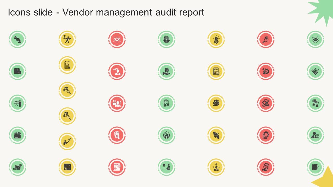 Icons Slide Vendor Management Audit Report