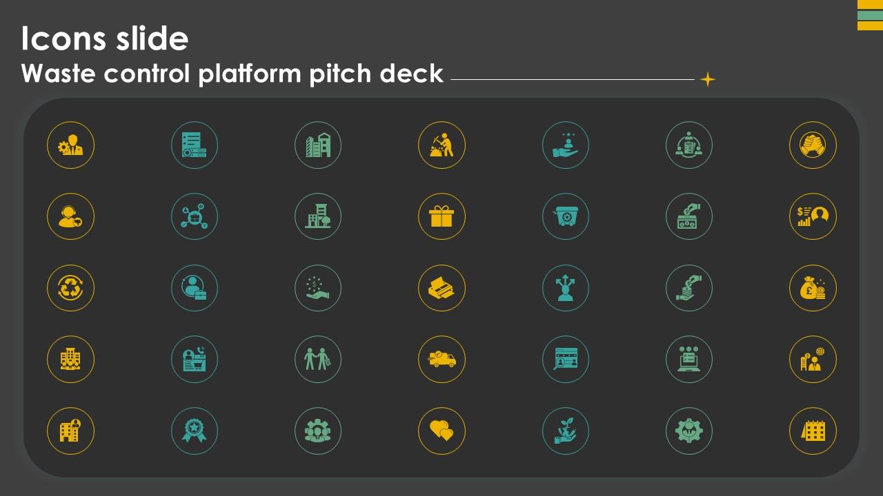 Icons Slide Waste Control Platform Pitch Deck Ppt Sample