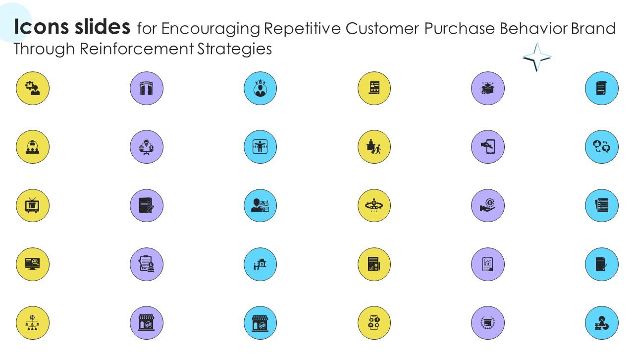 Icons Slides For Encouraging Repetitive Customer Purchase Behavior Brand Through Reinforcement Strategies