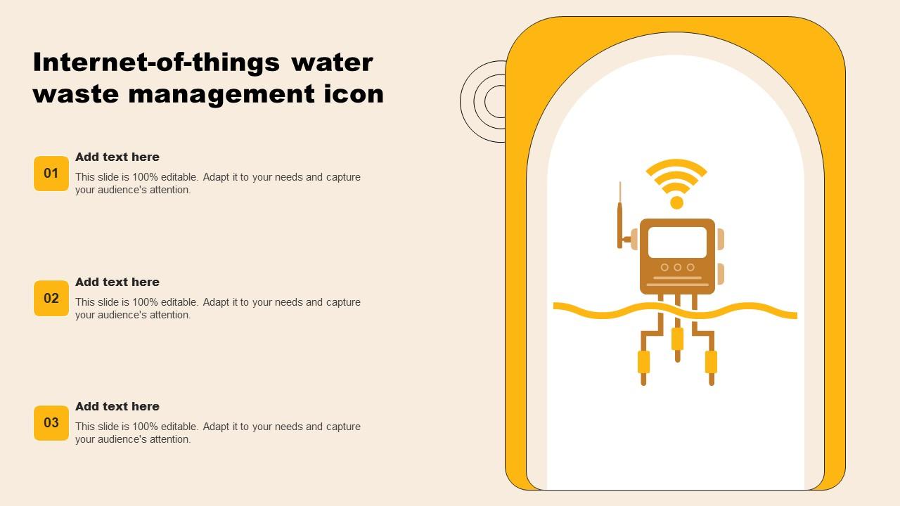 Internet Of Things Water Waste Management Icon Template Pdf