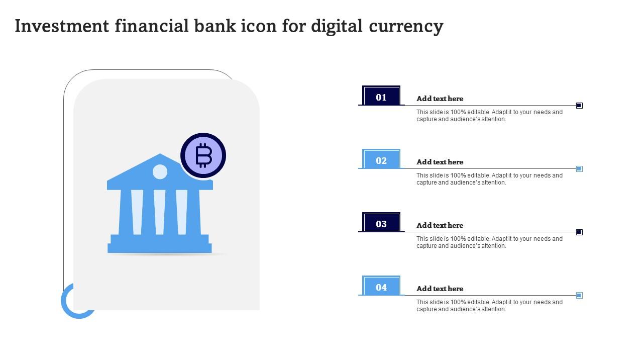 Investment Financial Bank Icon For Digital Currency Template Pdf