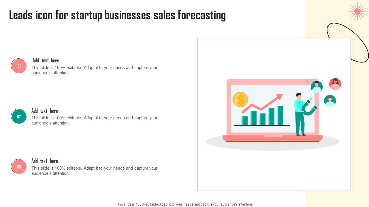 Leads Icon For Startup Businesses Sales Forecasting Elements Pdf