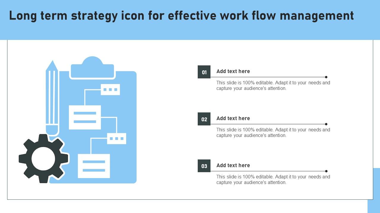 Long Term Strategy Icon For Effective Work Flow Management Structure Pdf