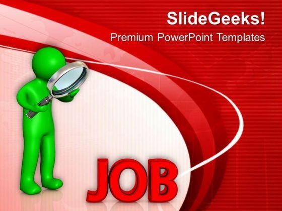 Man Searching Job With Magnifying Glass PowerPoint Templates Ppt ...