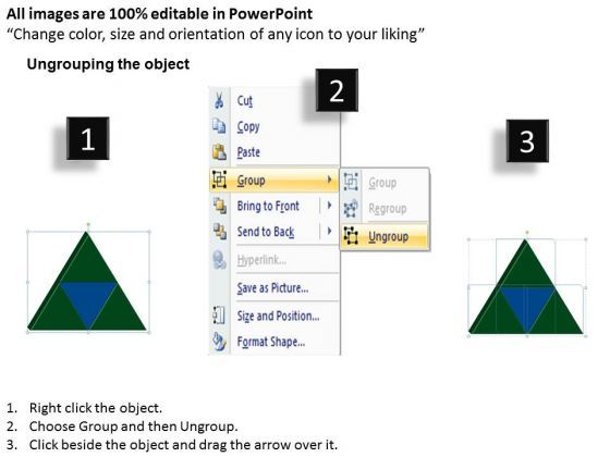 Marketing Diagram 3d Triangle Process 4 Pieces Consulting Diagram Slide02