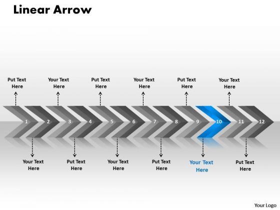 Marketing PowerPoint Template Linear Arrows 12 Stages Time Management ...