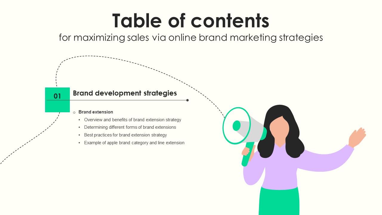 Maximizing Sales Via Online Brand Marketing Strategies Table Of Maximizing Sales Via Online Brand Marketing Strategies Table Of
