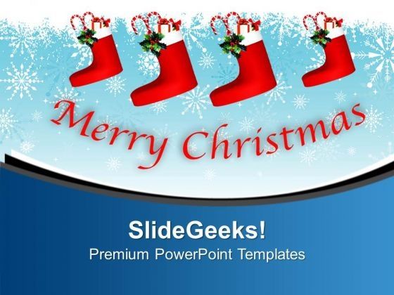 Merry Christmas Stockings Cute Wallpaper PowerPoint Templates Ppt