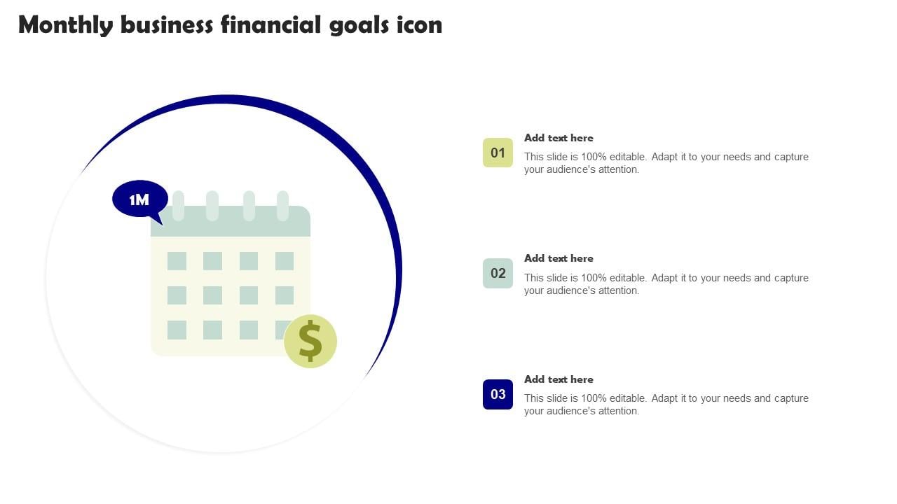 Monthly Business Financial Goals Icon Formats Pdf