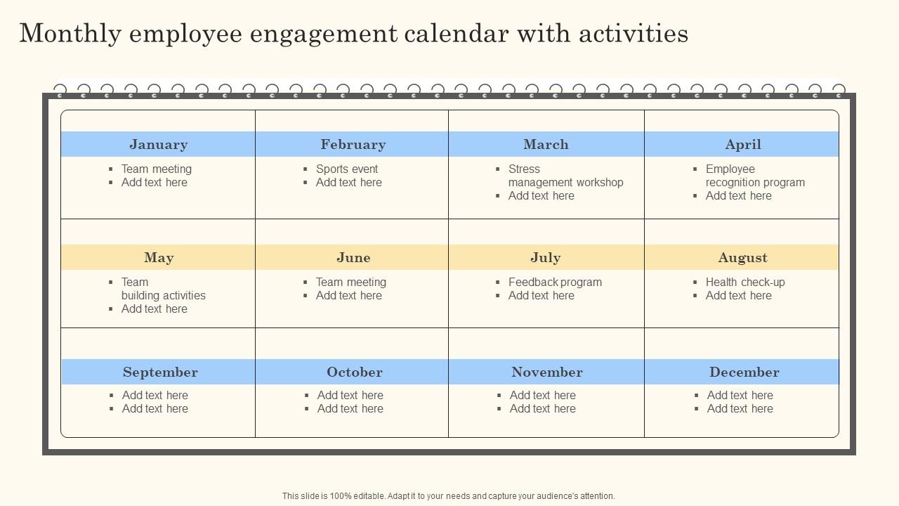 Monthly Employee Engagement Calendar Action Steps For Employee ...