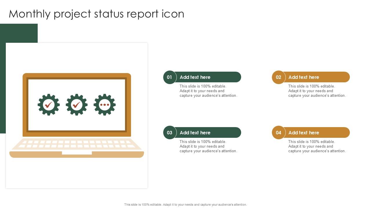 Monthly Project Status Report Icon PPT Sample SS