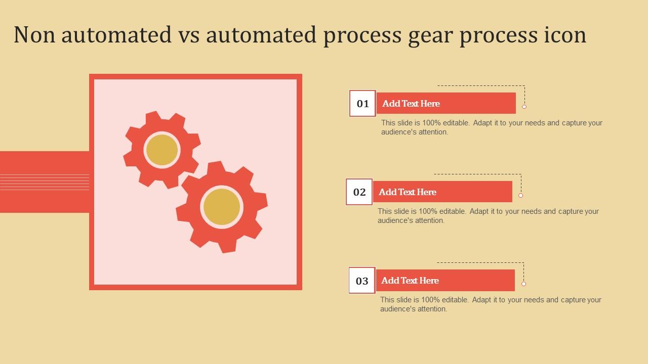 Non Automated Vs Automated Process Gear Process Icon Template PDF