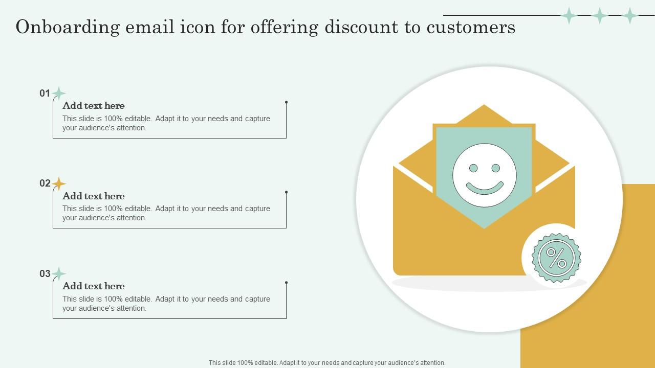 Onboarding Email Icon For Offering Discount To Customers Designs Pdf