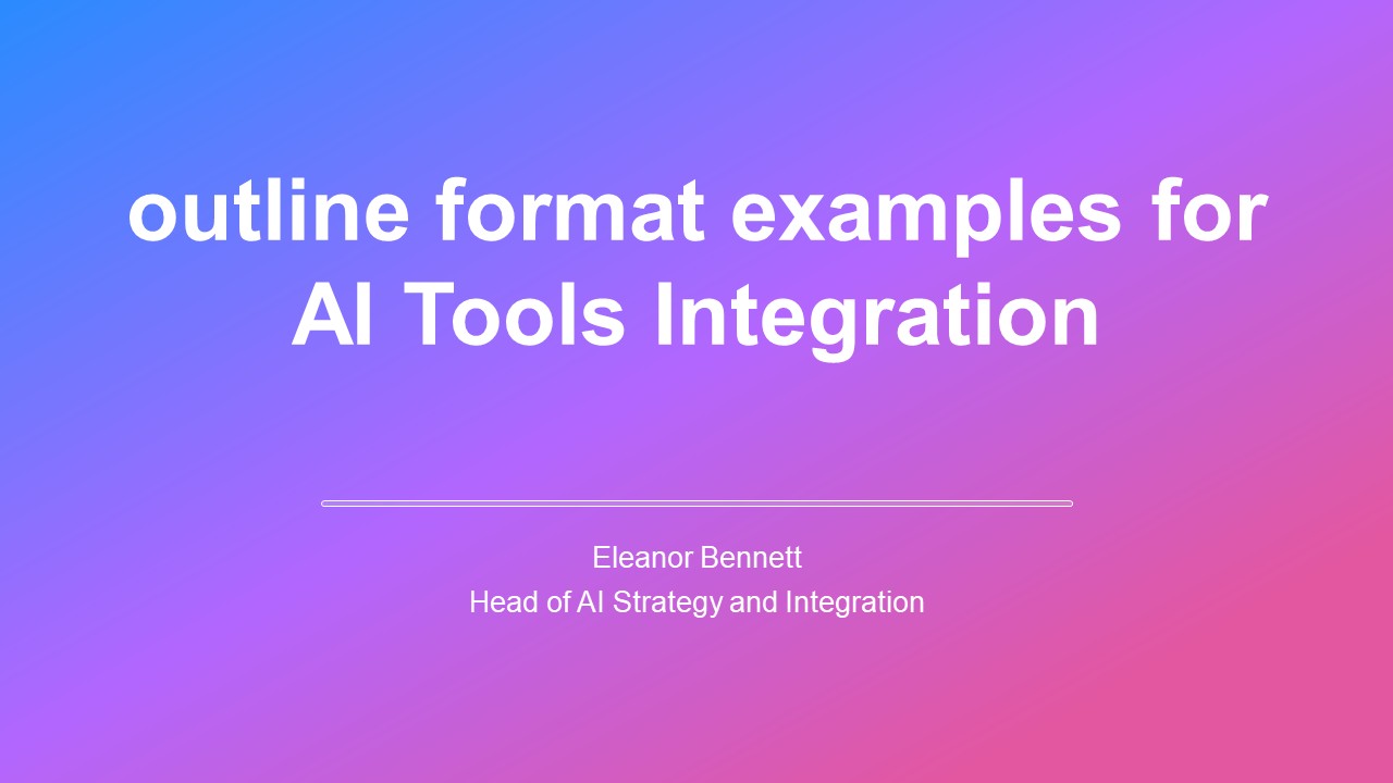 Outline Format Examples For AI Tools Integration PPT Sample VM