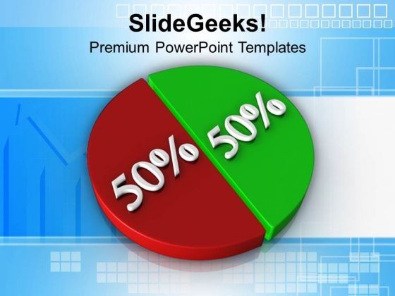 Pie Chart 50-50 Success Concept PowerPoint Templates Ppt Backgrounds