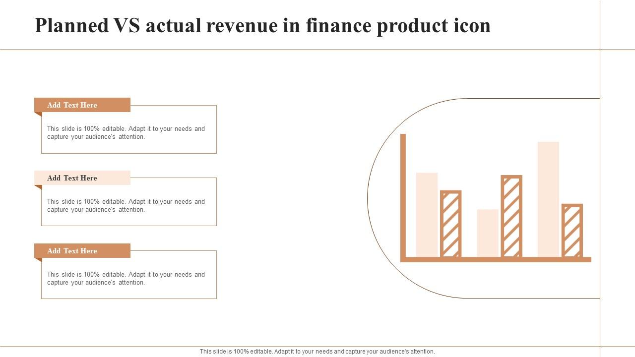 Planned Vs Actual Revenue In Finance Product Icon Infographics Pdf