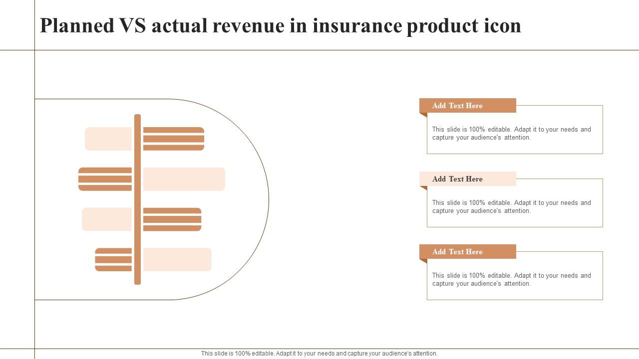 Planned Vs Actual Revenue In Insurance Product Icon Inspiration Pdf