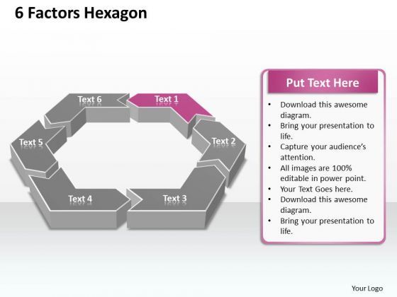 Ppt 6 Aspects Hexagon Editable Layouts PowerPoint 2010 Templates
