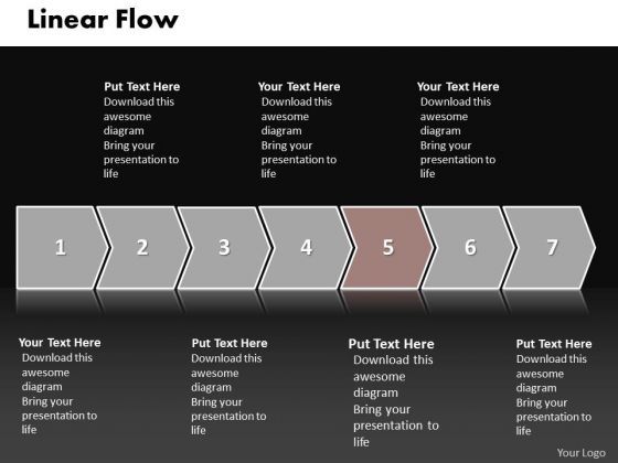 Ppt Linear Work Flow Chart PowerPoint Illustration Track Of Process ...