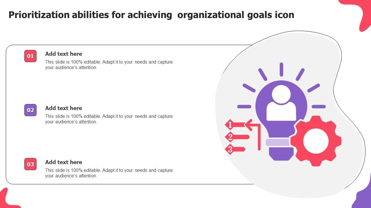 Prioritization Abilities For Achieving Organizational Goals Icon Infographics Pdf