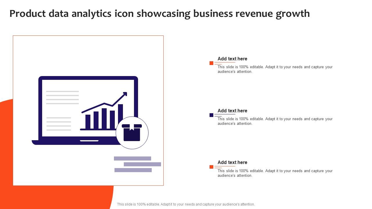 Product Data Analytics Icon Showcasing Business Revenue Growth Structure Pdf