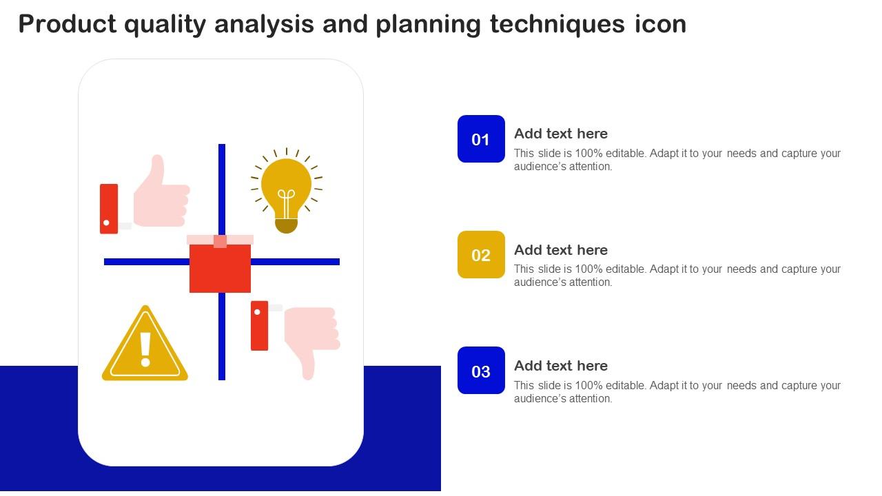Product Quality Analysis And Planning Techniques Icon Formats Pdf