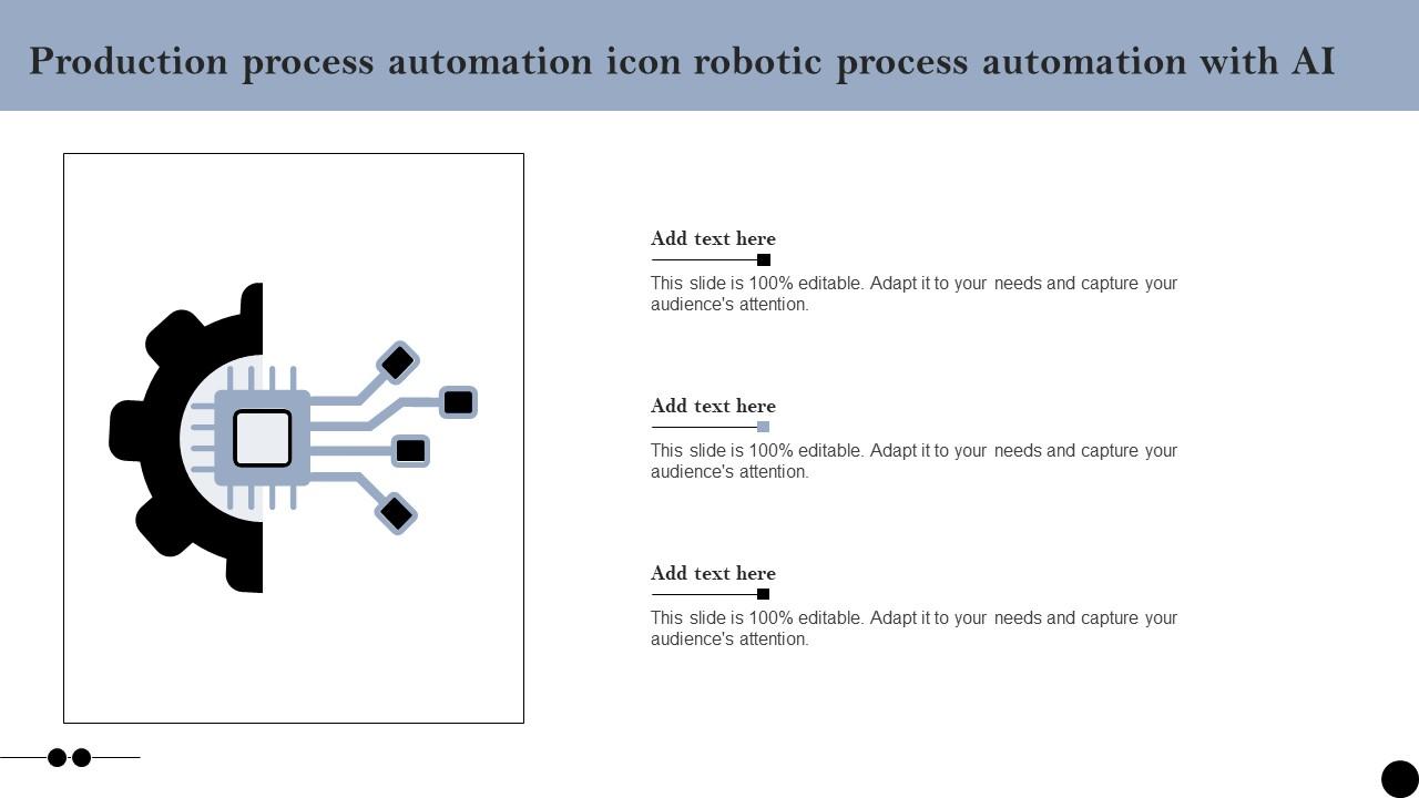 Production Process Automation Icon Robotic Process Automation With AI Information Pdf