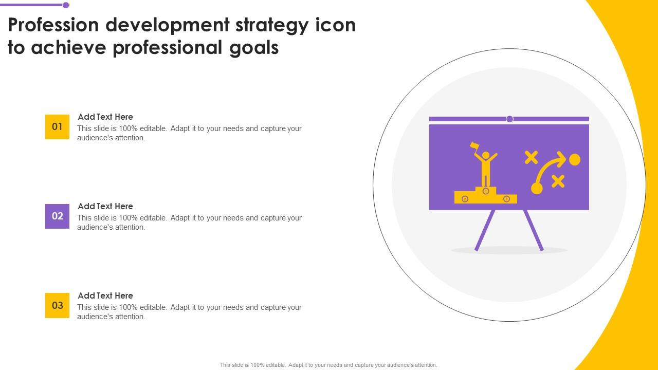 Profession Development Strategy Icon To Achieve Professional Goals Designs Pdf