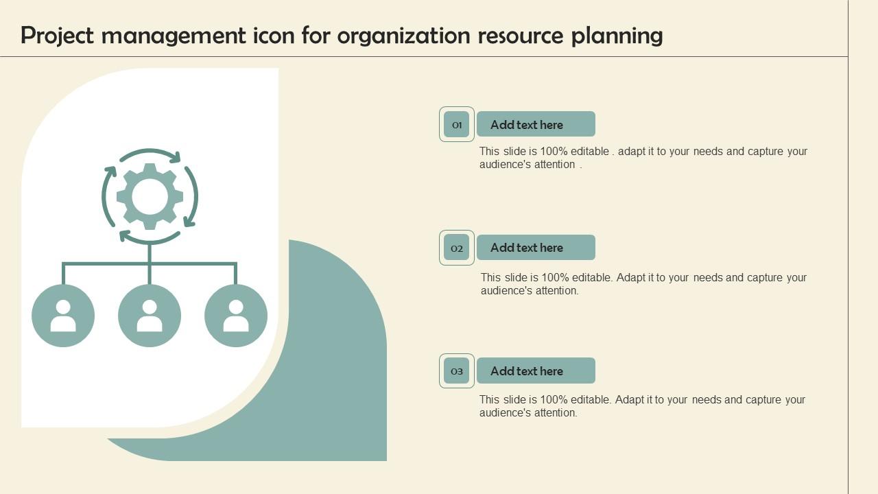 Project Management Icon For Organization Resource Planning Topics Pdf