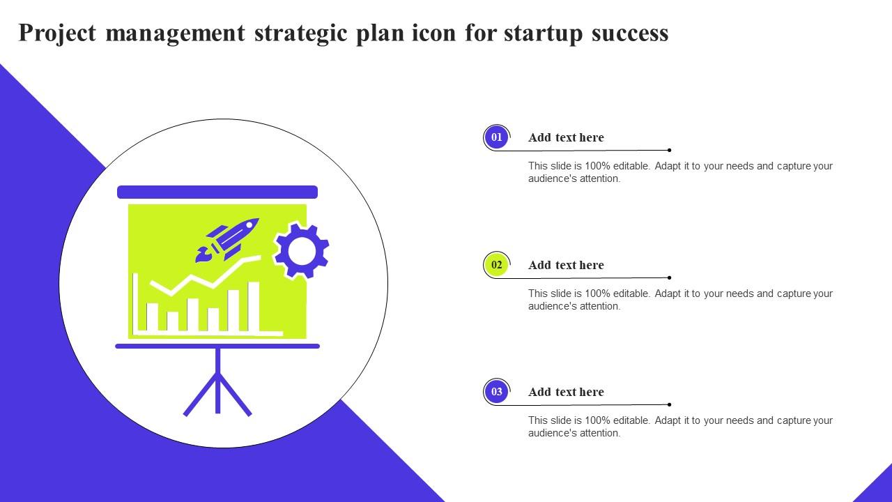 Project Management Strategic Plan Icon For Startup Success Ppt Inspiration Design Templates Pdf